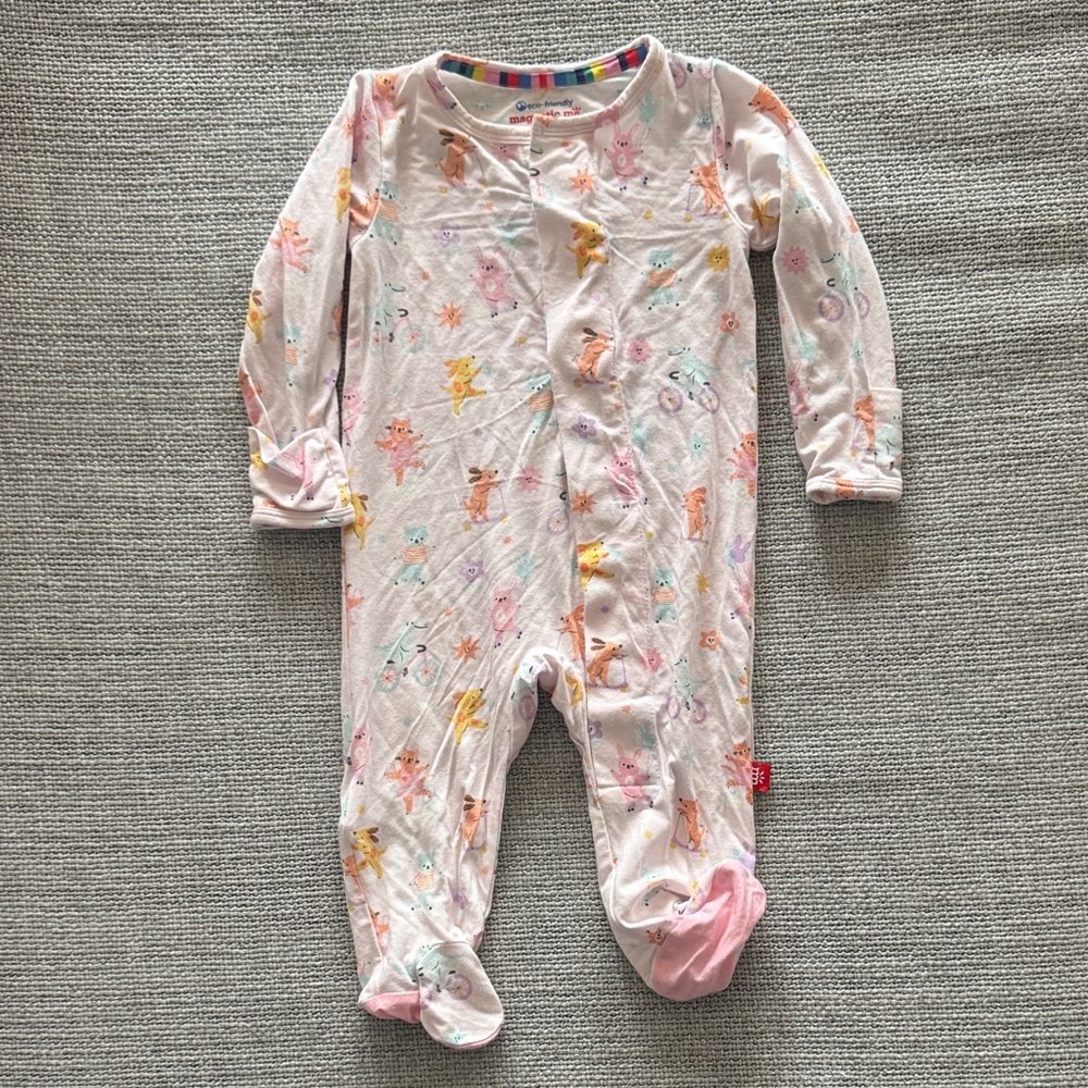 Magnetic Me Pastel Animal Print Pink Footed One-Piece